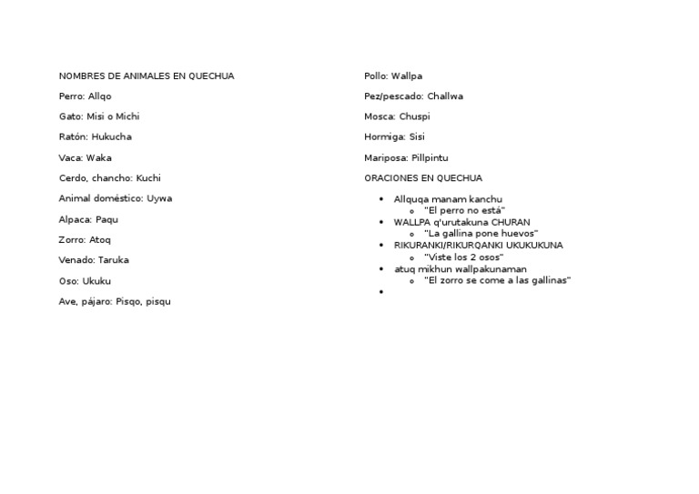Nombres Quechuas para Perros